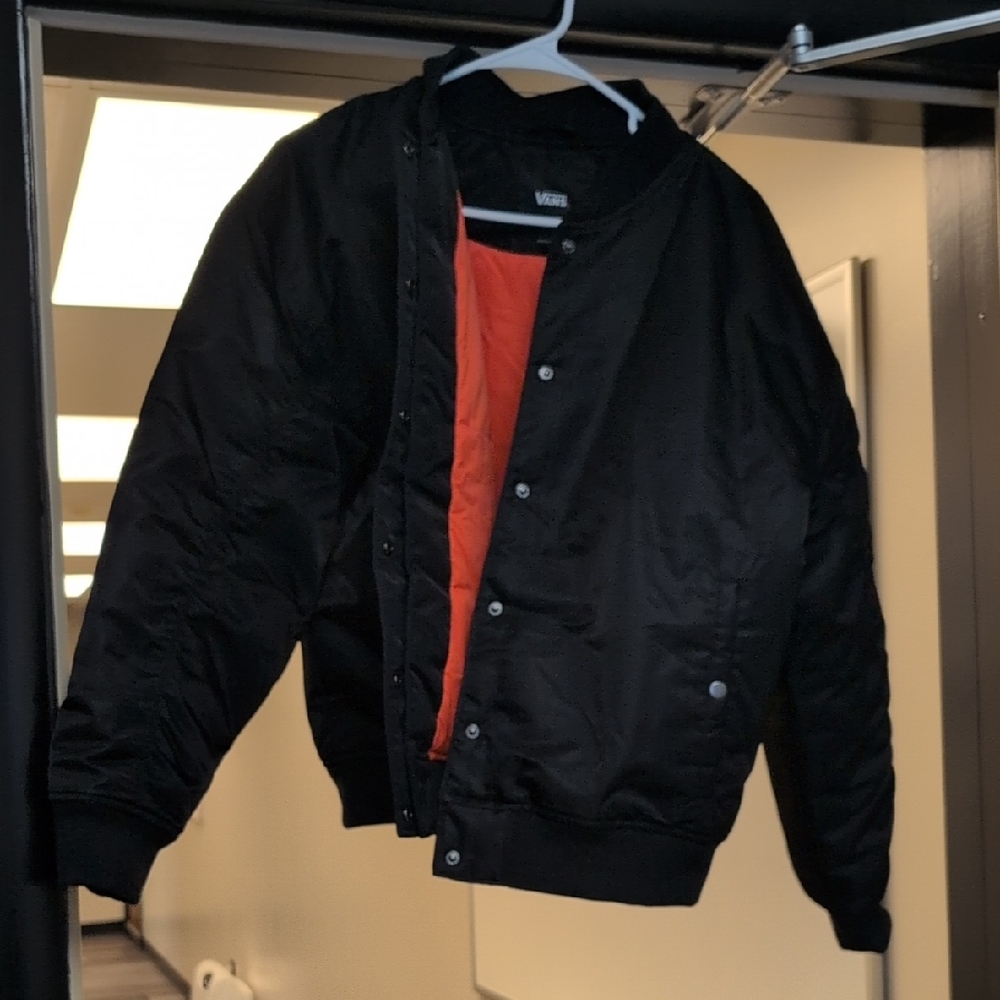 Vans Men's Black and Orange Bomber Jacket